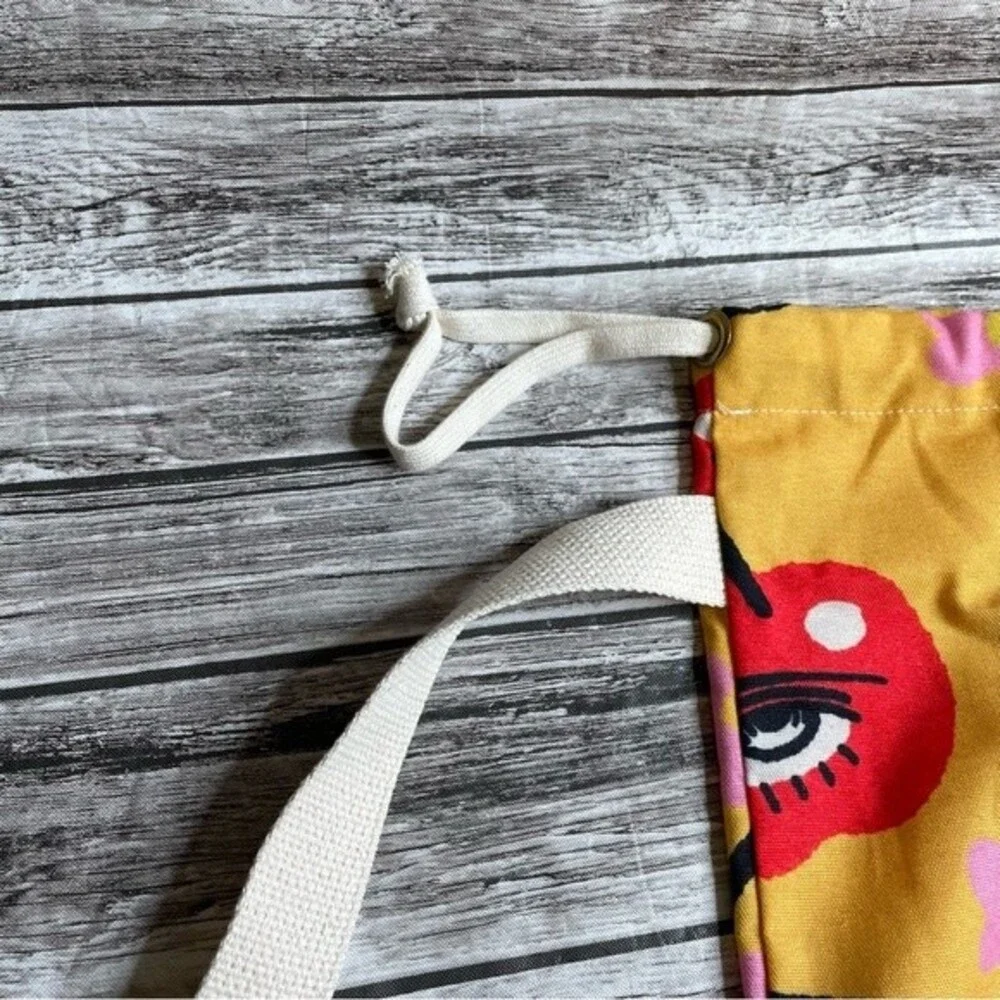 Canvas Laundry Bag Pop Art Eyes Cherries Drawstring Storage Tote Unisex